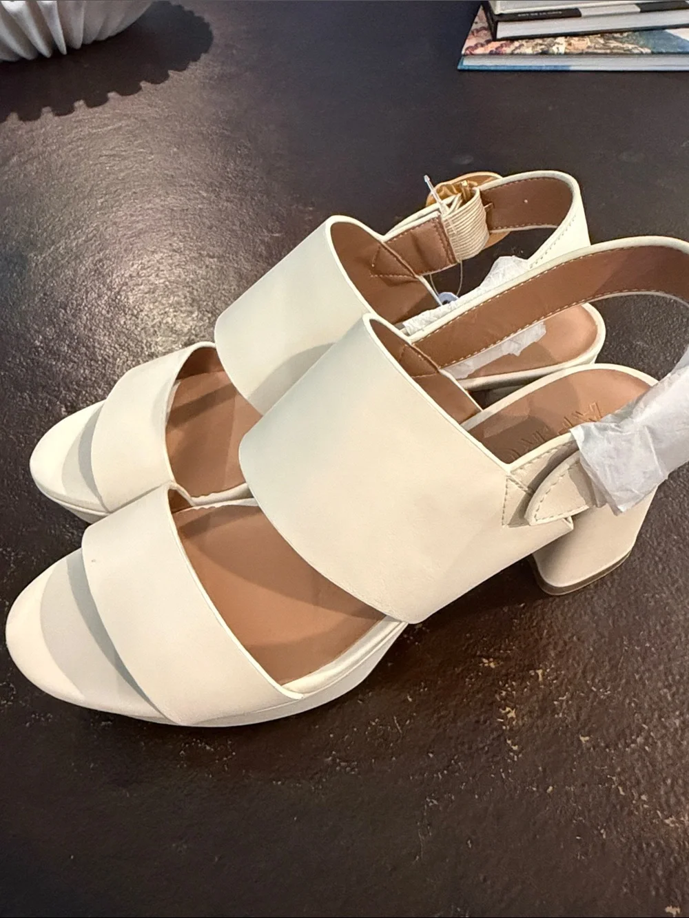 AEROSOLES Ivory Platform Sandal with Gold Buckle